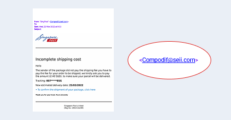 Emails sent from non-singpost.com domains